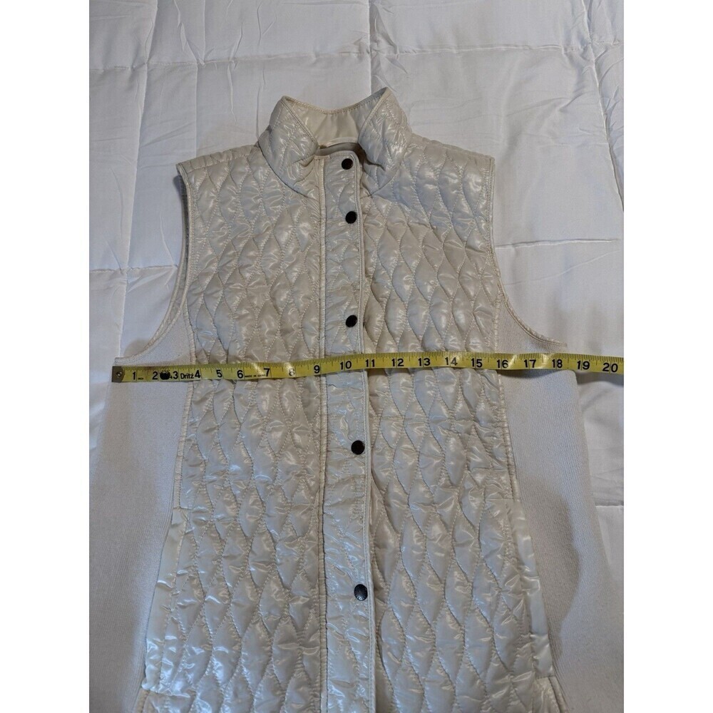 Talbots Size Medium Ivory Hybrid Sweater Knit Quilted Puffer Vest Zip Pockets - Picture 4 of 5